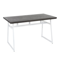 Lumisource DT-GEO VWE Geo Industrial Dining Table in Vintage White Metal and Espresso Wood-Pressed Grain Bamboo